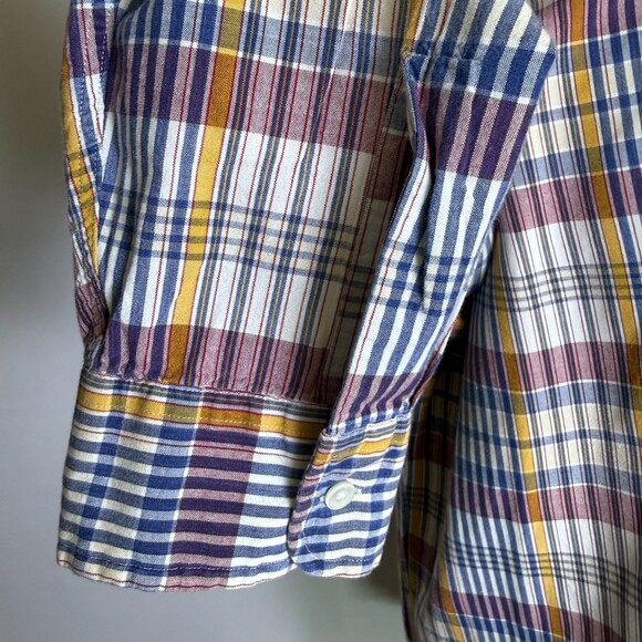 UNIQUE VINTAGE Ralph Lauren Men's Sz L Plaid 3 Button Pullover Dress Shirt - Picture 5 of 15